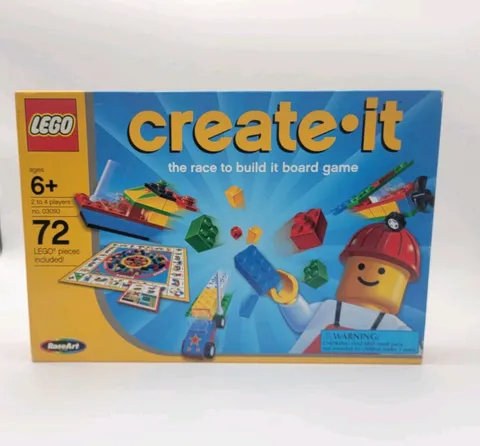 LEGO CREATE-IT "Race to Build It Board Game" 03093 RoseArt -72 Pcs 100% COMPLETE