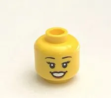 LEGO Yellow Female Head, Big Open Mouth Smile, One Side With Eyes Closed