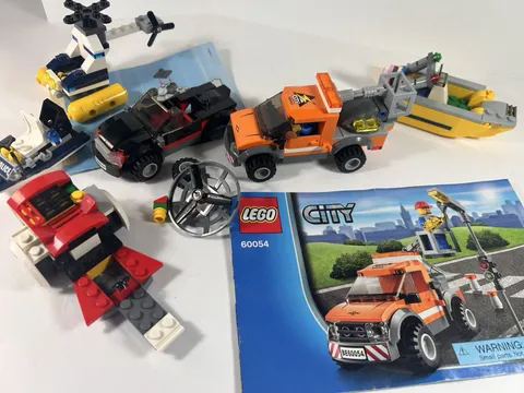 LEGO City Mixed Lot Built Sets 60054 Light Repair Truck Police Boat Helicopter 