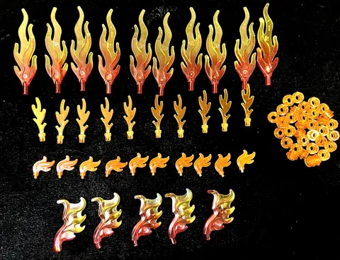 Lego Flame Fire Lot Collection Fireplace Campfire 70 PC City Castle Fantasy