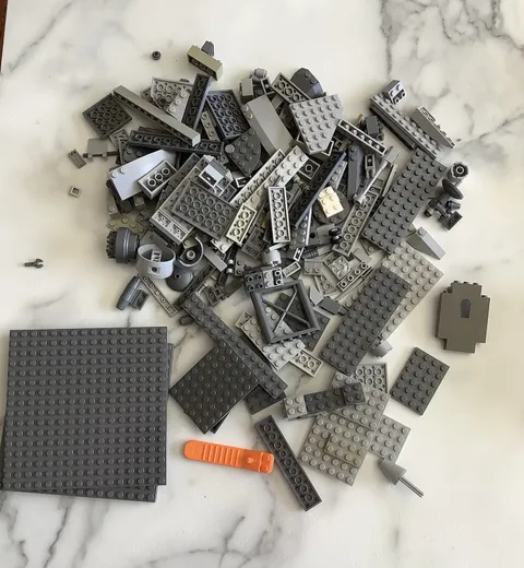 LEGO 1 Pound Of Gray Bricks & 3 Base Plates LEGO Lot