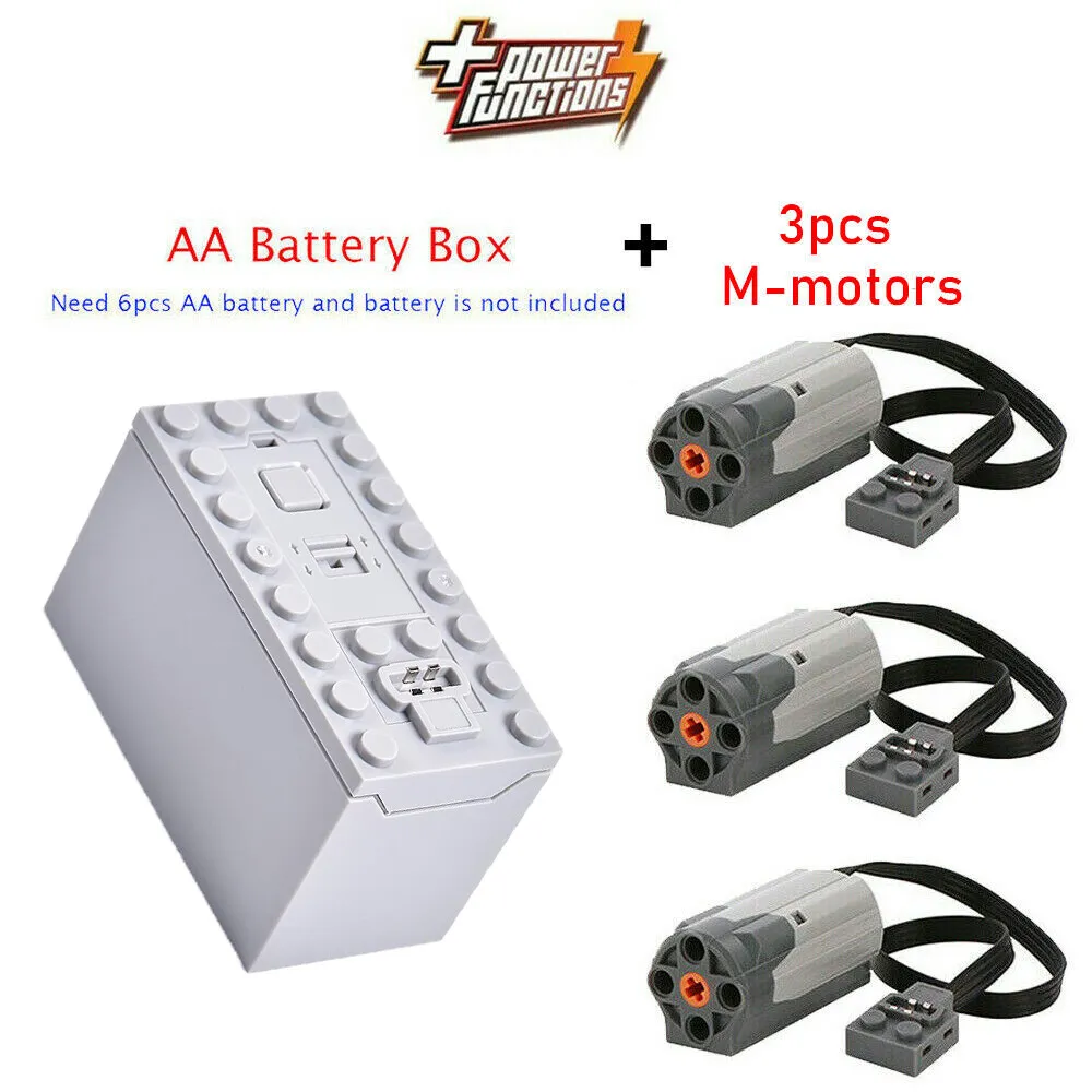 5PCS Lots Power Functions 1x Battery Box 3x M Motor Technic Parts Train For Lego
