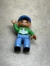 Lego Duplo Figure Man Blue Cap Green Shirt Lt. Blue Pants