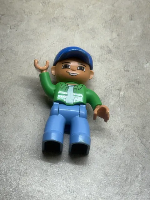 Lego Duplo Figure Man Blue Cap Green Shirt Lt. Blue Pants