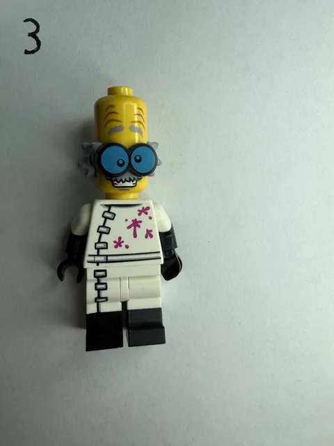 Monster Scientist LEGO Collector Series With Beaker Black White Minifigure Legos