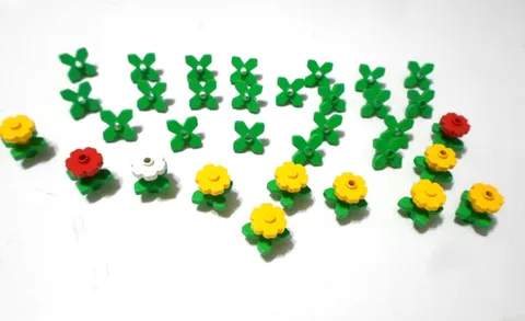Lego 2x2 Plant Flower BRIGHT GREEN (32 Pcs)  4727 AND (11Pcs) 4728