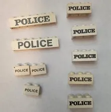 LEGO Embossed Police Brick 10 Piece Lot VG