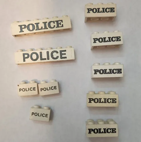 LEGO Embossed Police Brick 10 Piece Lot VG