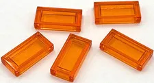 Lego 5 New Trans-Orange Transparent Tiles Flat Smooth 1 x 2 Parts