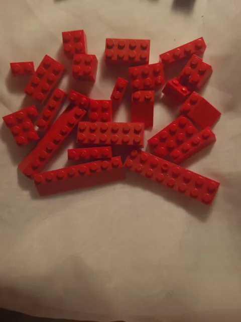 Legos Random Lot 50 pieces 25 Blue And 25 Red Mixed Variety #L24