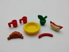 LEGO Food & Utensil 8 Piece Lot Apple Hot Dog Sausage Croissant Cups Plate