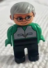 Lego Duplo GRANDPA FIGURE With Gray Hair And Glasses 2.5” Vintage 4555
