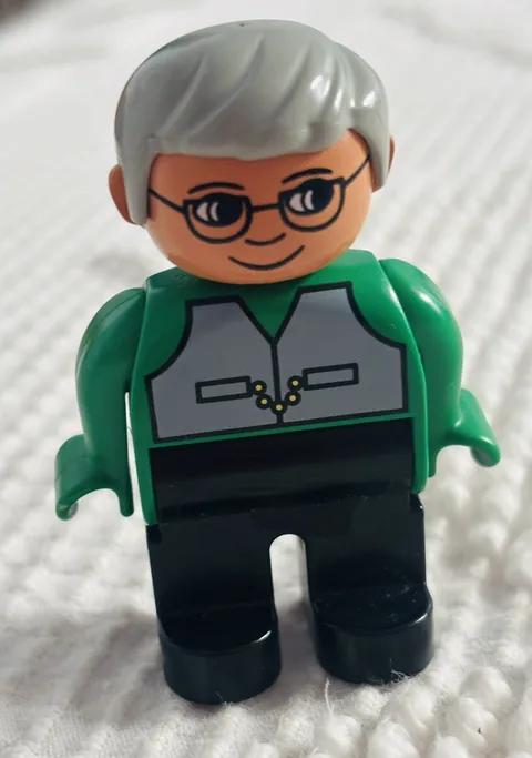 Lego Duplo GRANDPA FIGURE With Gray Hair And Glasses 2.5” Vintage 4555