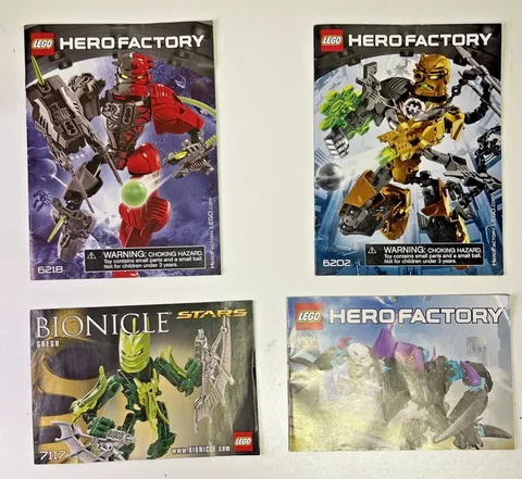 Lego Hero Factory Bionicle Instruction Manuals 6218 7117 6202 44016 Rocka Gresh