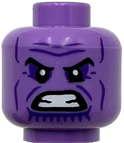 Lego New Medium Lavender Minifigure Head Alien Black Eyebrows Dark Purple Eyes