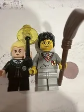Lego Harry Potter And Little Draco Malfoy Minifigures Broom Wand A29-26