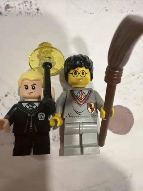Lego Harry Potter And Little Draco Malfoy Minifigures Broom Wand A29-26