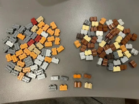 132 LEGO 1x2 BRICK WALL MASONRY CASTLE STONE LOG PROFILE 98283 30136