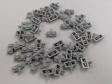 Lego x50 New Light Bluish Gray Plate, Modified 1 x 2 with Wheel Holder # 21445