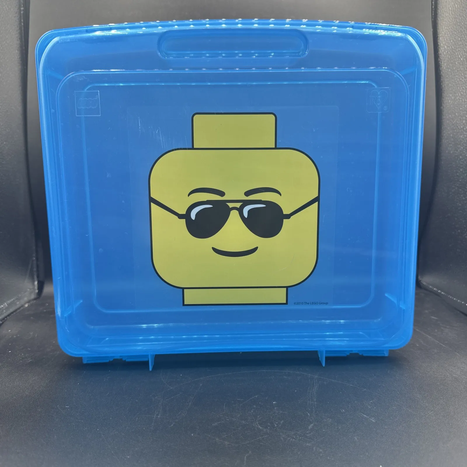 Lego Blue Project Case Mini figure Storage Case Head Sunglasses Empty Pre Owned