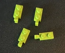 LEGO 4 Lot 63868 Lime Green Plate Modified 1 x 2 Clip on End Horizontal Grip
