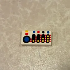 LEGO White Tile 1 x 2 Control Panel Red Blue Yellow Buttons 3069p30 3069bp30