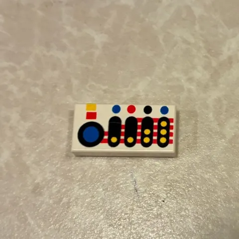 LEGO White Tile 1 x 2 Control Panel Red Blue Yellow Buttons 3069p30 3069bp30