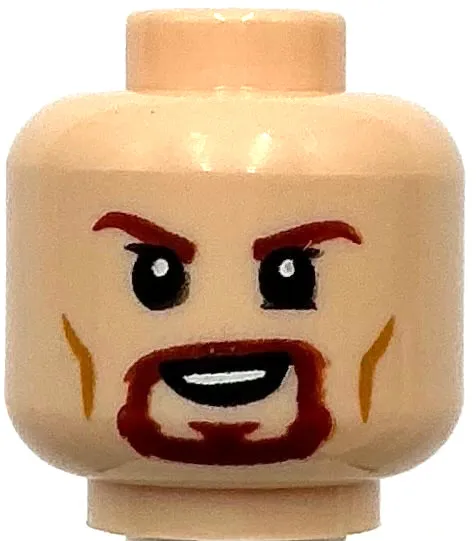 Lego New Light Nougat Minifigure Head Dual Sided Reddish Brown Eyebrows Goatee