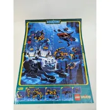 Vintage 1995 LEGO System Aquazone Promo Poster Double Sided Catalog 90s Art