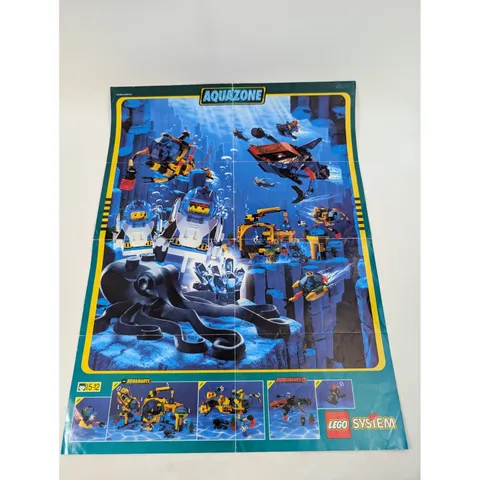 Vintage 1995 LEGO System Aquazone Promo Poster Double Sided Catalog 90s Art