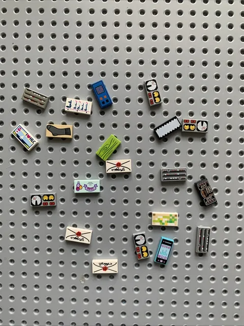 Lego Lot of 20 1x2 Tiles with printed pattern design combine shipping to save 3