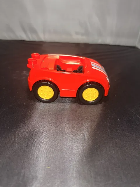Lego Duplo Red Racing Car Replacement Parts Blue White Stripes Yellow Wheels