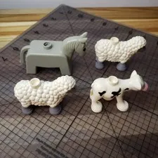 Lot of 4 Lego Duplo Farm Animal Figures Horse Sheep Cow
