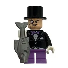 LEGO DC Super Heroes The Penguin Minifigure sh031 Black Tuxedo Short Legs Fish