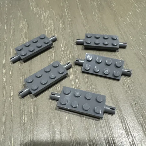 LEGO Plate 2 x 4 with Pins (30157 / 40687) 5 Pieces Dark Gray
