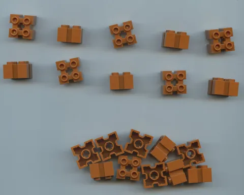 LEGO x 20 Dark Orange Brick, Modified 2 x 2 with Channels and Axle Hole 90258