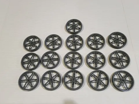 16 LEGO TECHNIC 2903 Large (61.6MM X 13.6MM) Dark Gray 6-SPOKE Motorcycle Wheels