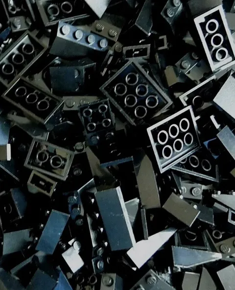 50 Black Lego Sloped & Reverse Bricks Roof Modular Castle Random Lot City Town