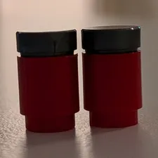 LEGO 2x Red Barrel Parts w/ Printed Gray Lids (MPN 3062) Plastic