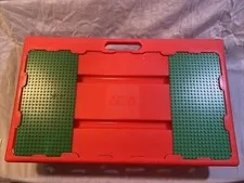 Vtg 1998 LEGO Red Lap Table Travel Storage Tray Sliding Carrying Case