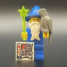 Vtg LEGO Castle Majisto Wizard Minifigure cas019 Beard, Wand, Parrot, Scroll (B)