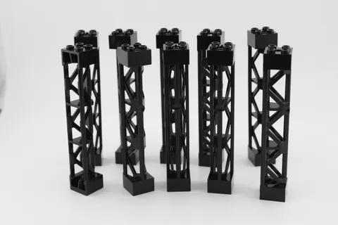 Lot of 10 LEGO 2x2x10 Girder Triangular Support Pillars 95347 Black