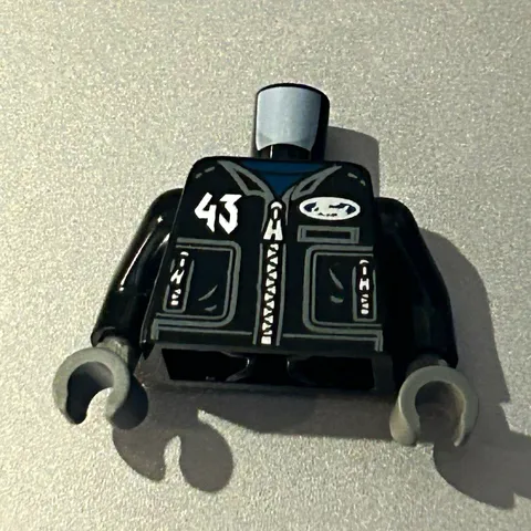 LEGO Minifigure Torso Black Jacket Printed "Block 43" "Derelict"  Ford Mustang