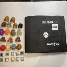 LEGO BIONICLE  Lot 17 Masks, Multicolor Plastic, With Toys R Us Mask Holder