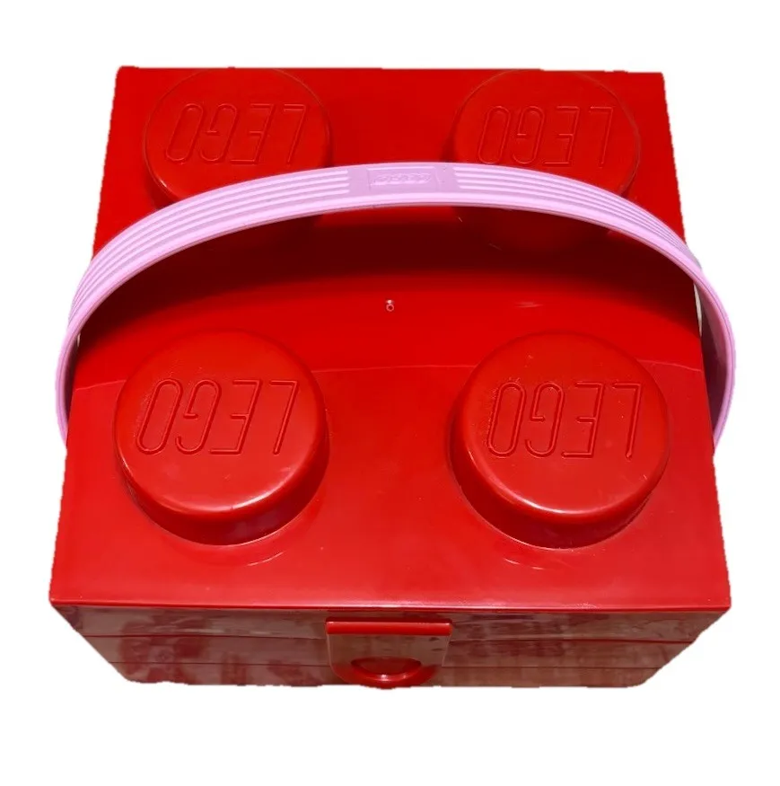 LEGO Red Brick Storage Lunch Box with Pink Handle Target Carry Case