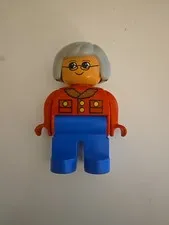 Lego Duplo Building Block Toy Figure GRANDMA Nana Grey Hair Woman Old 2.5 In