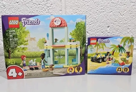 LEGO Friends Pet Clinic 41695 & Turtle Protection Vehicle 41697 Building Set Lot