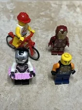 (4) LEGO Iron Man, Bicycle, Etc Mixed Lot Minifigures -