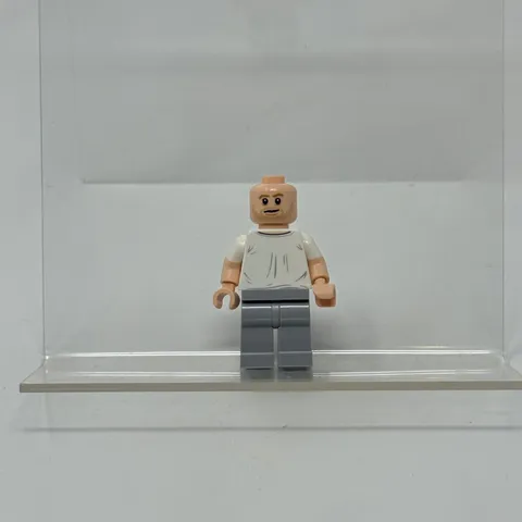 LEGO Minifigure Male Stubble Beard White T-Shirt Gray Legs Light Nougat Head