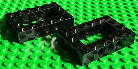 Lot of 2 LEGO Technic Brick 4 x 6 Open Center Black
